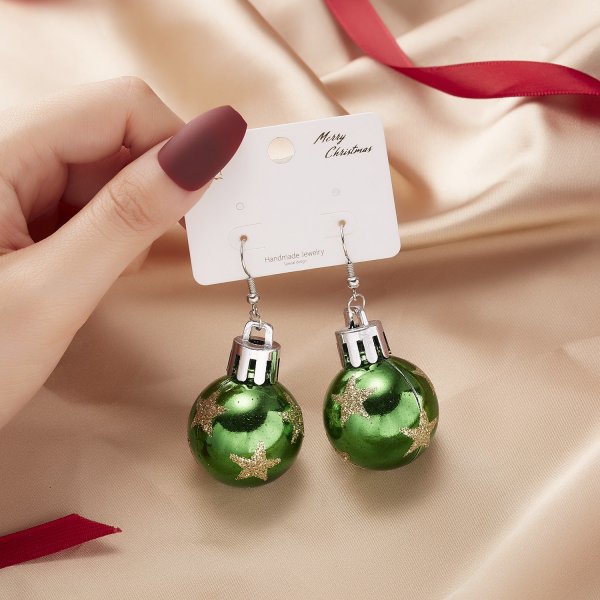 Wholesale Christmas Sequins Snowflake Resin Star Light Ball Earrings